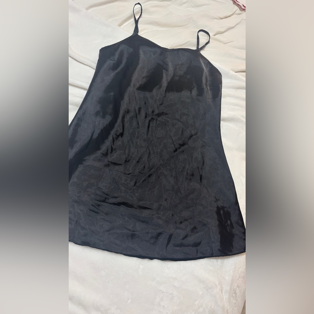 Small black satin nightgown